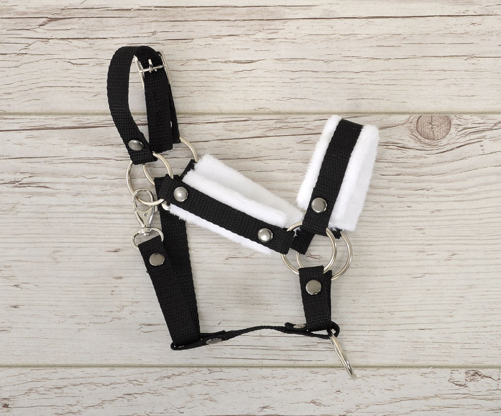 The adjustable halter for Hobby Horse A3 - black with white furry