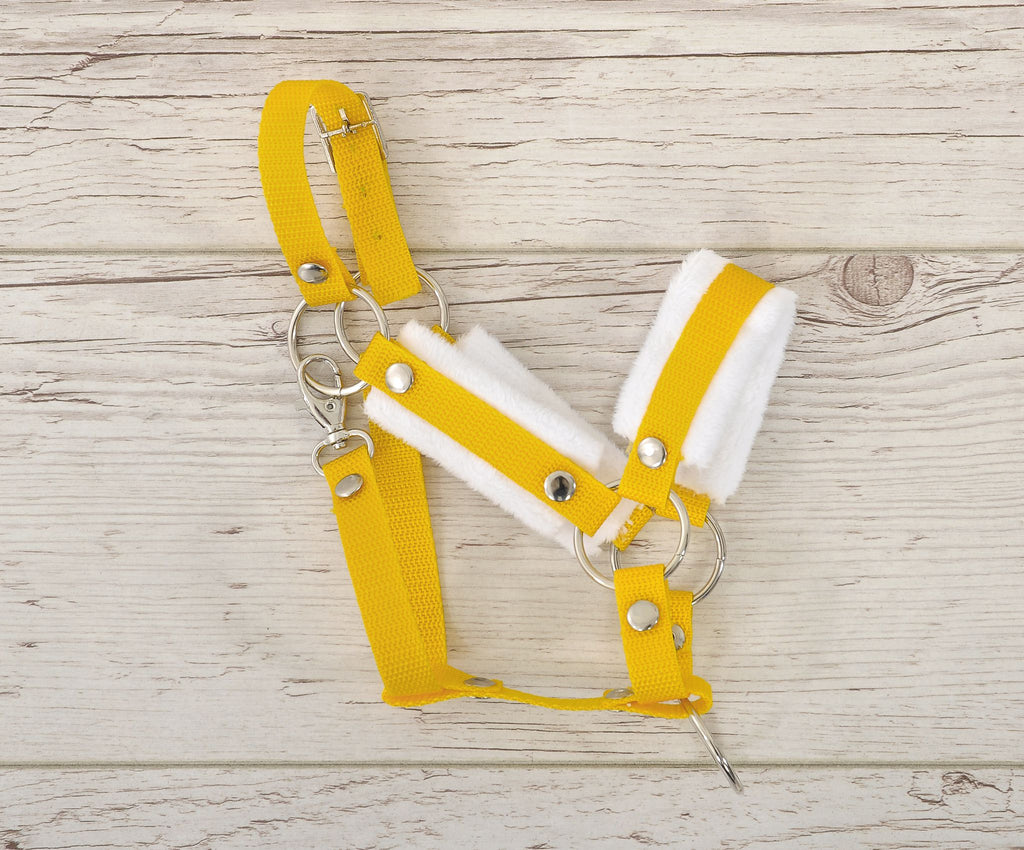 The adjustable halter for Hobby Horse A3 - yellow with white furry