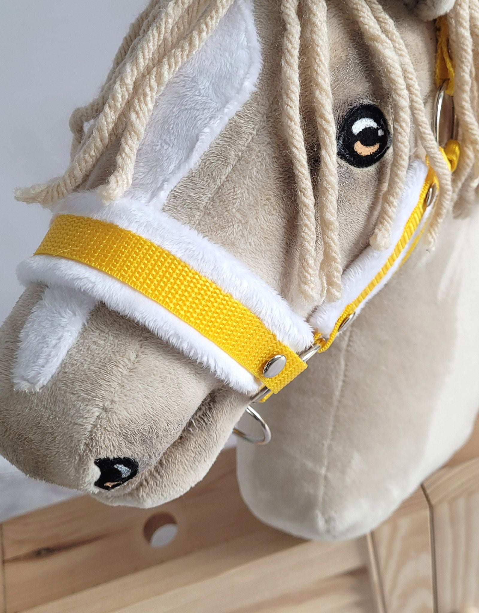 The adjustable halter for Hobby Horse A3 - yellow with white furry