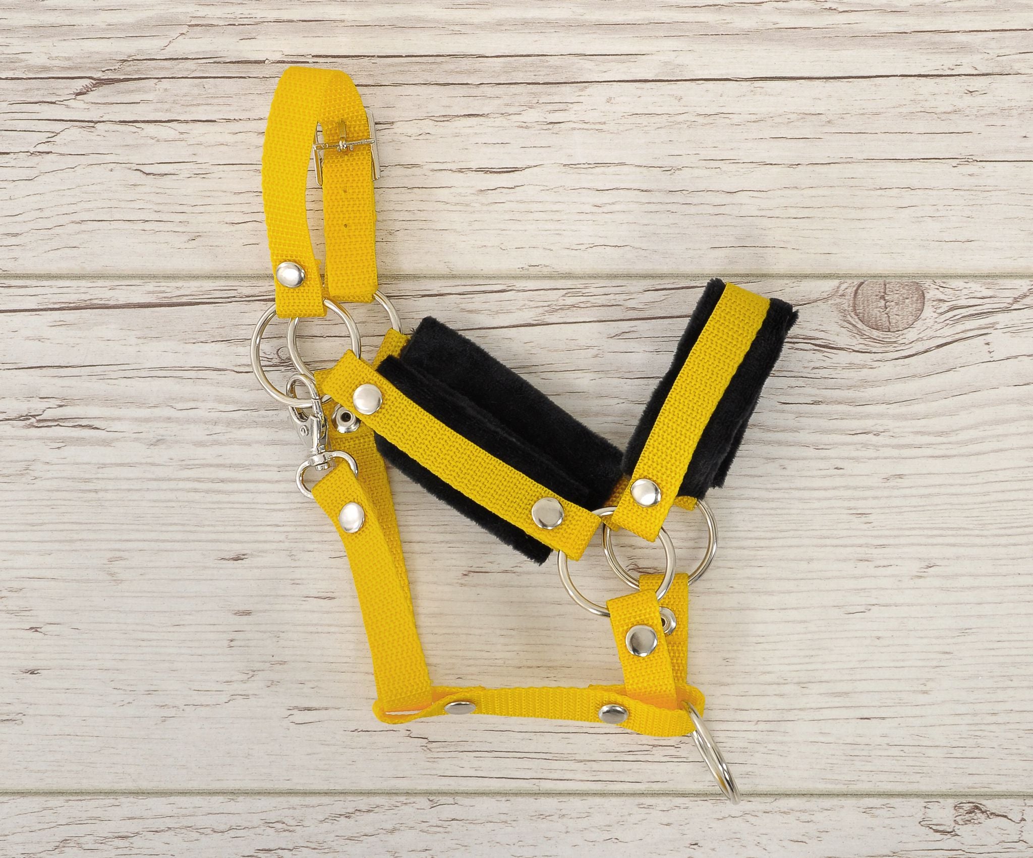 The adjustable halter for Hobby Horse A3 - yellow with black furry