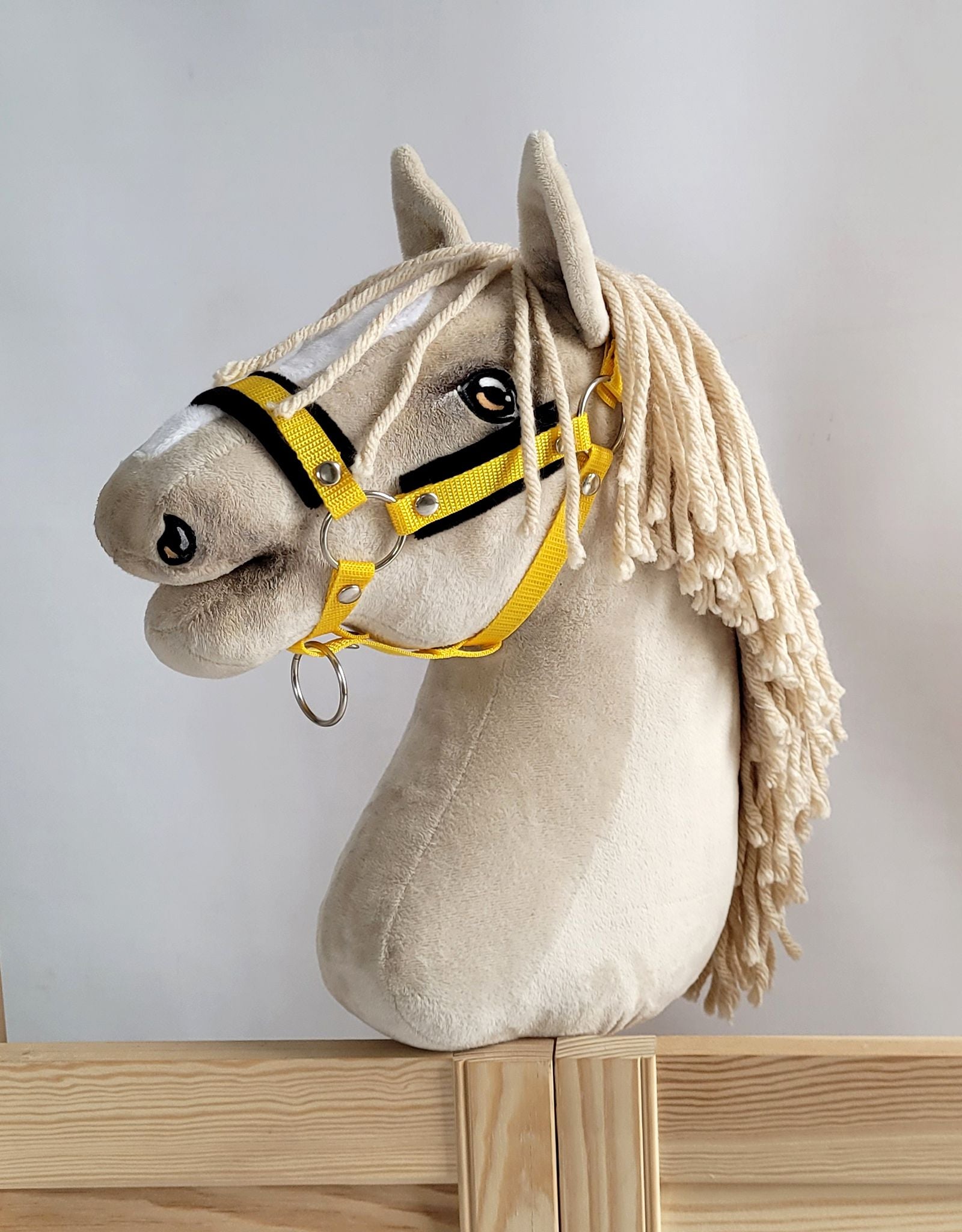 The adjustable halter for Hobby Horse A3 - yellow with black furry