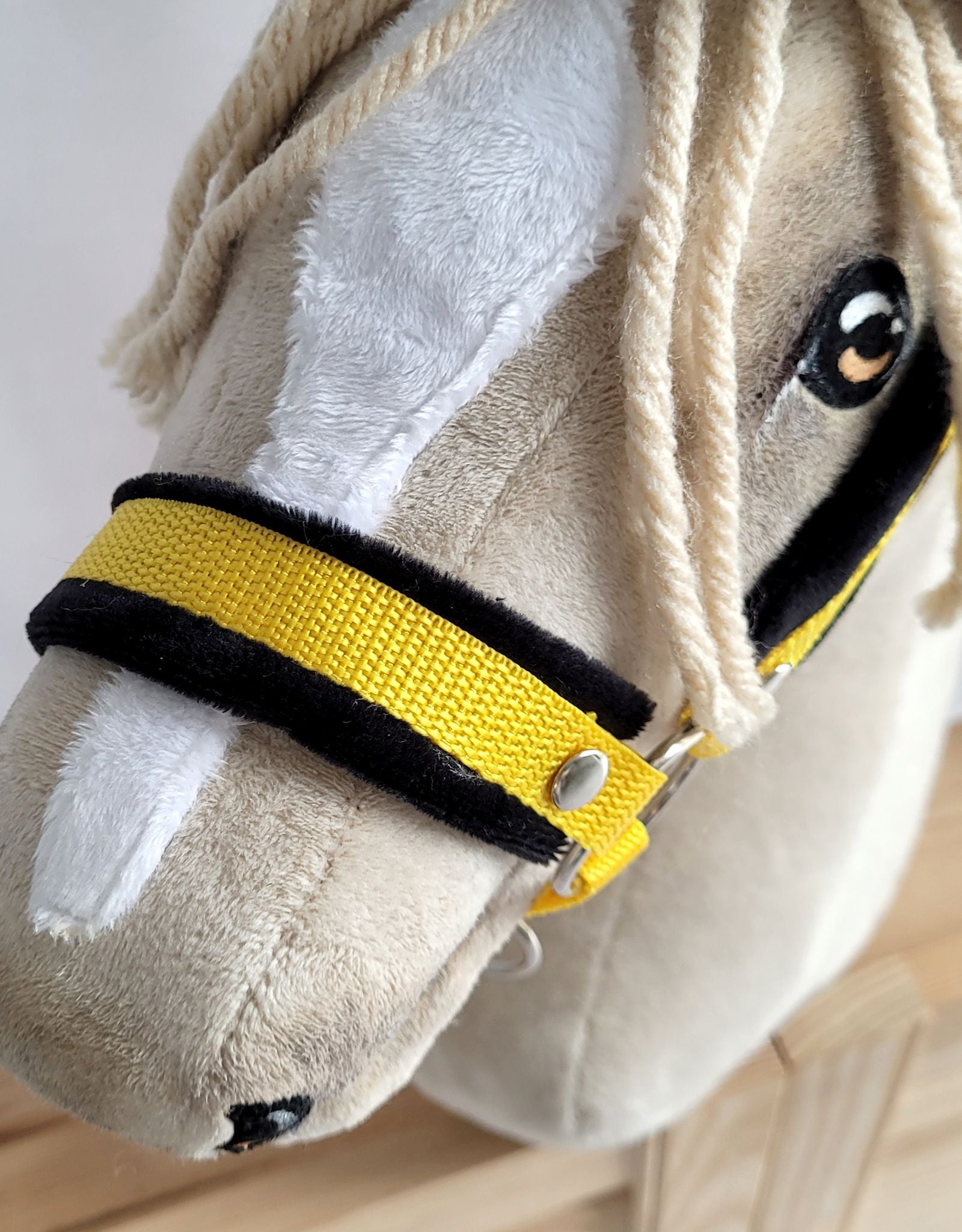 The adjustable halter for Hobby Horse A3 - yellow with black furry
