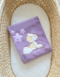 Polar fleece blanket for babies - Carlo- Teddy Bear with Stars lila