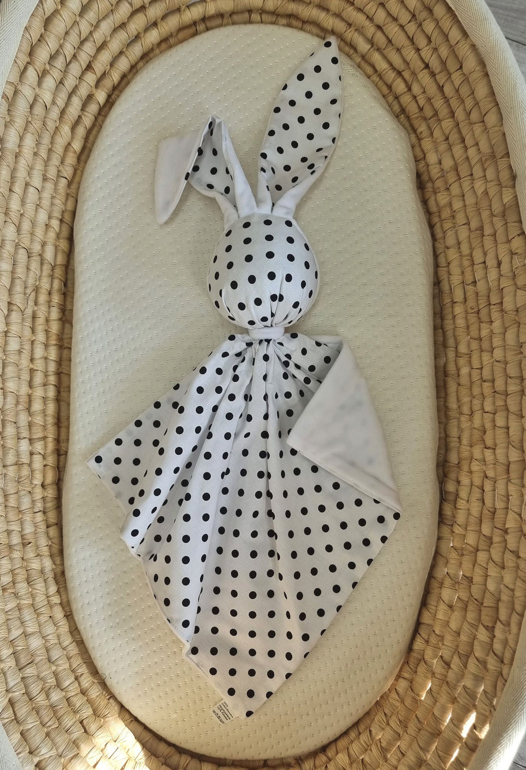 DOUDOU Cuddly bunny double-sided cotton and minky - Black dots - white