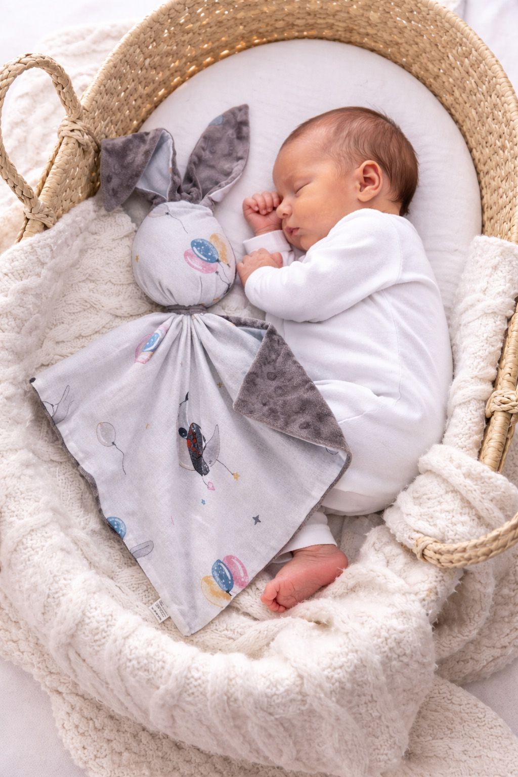 DOUDOU Cuddly bunny double-sided cotton and minky - Balloons - grey