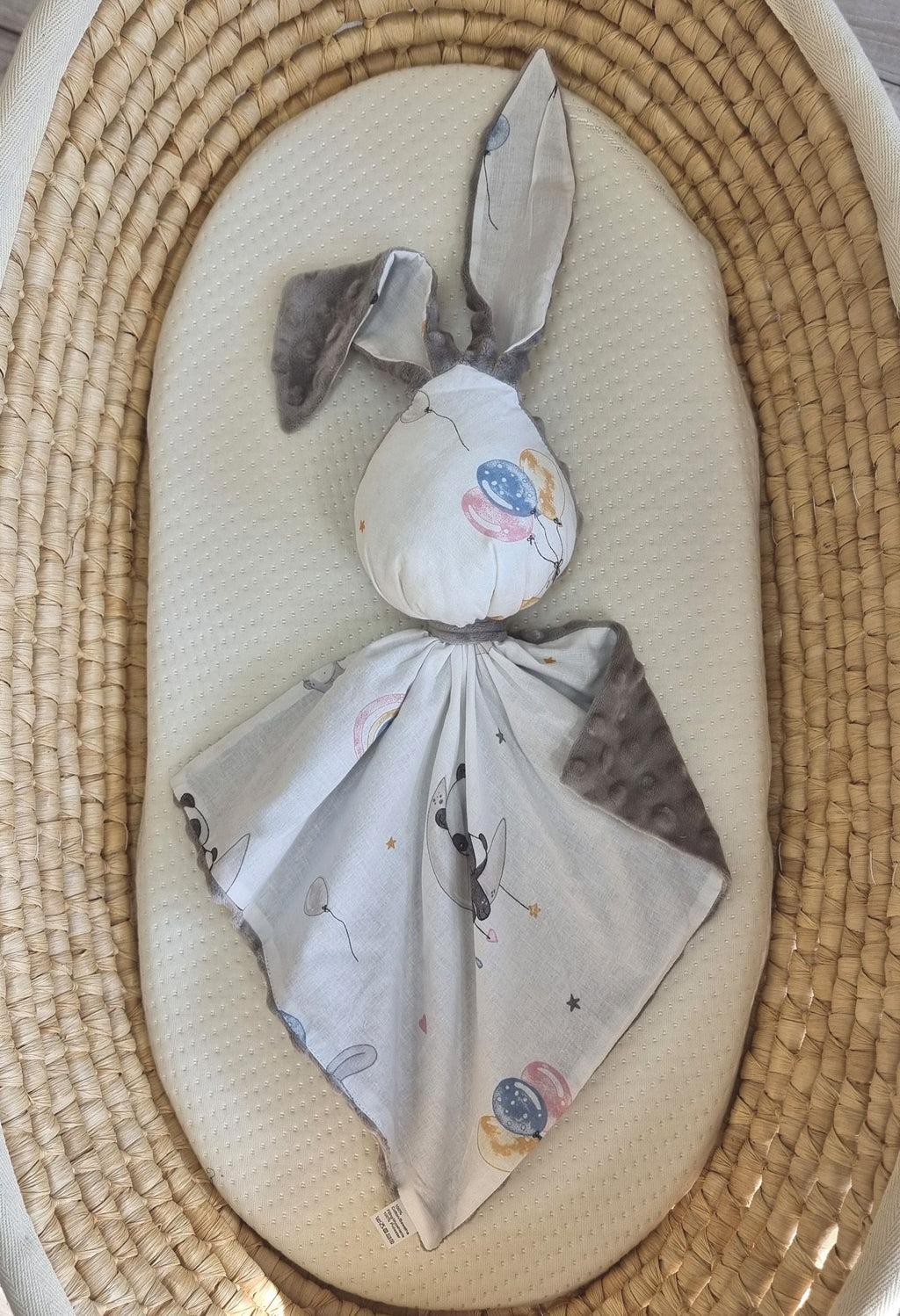 DOUDOU Cuddly bunny double-sided cotton and minky - Balloons - grey