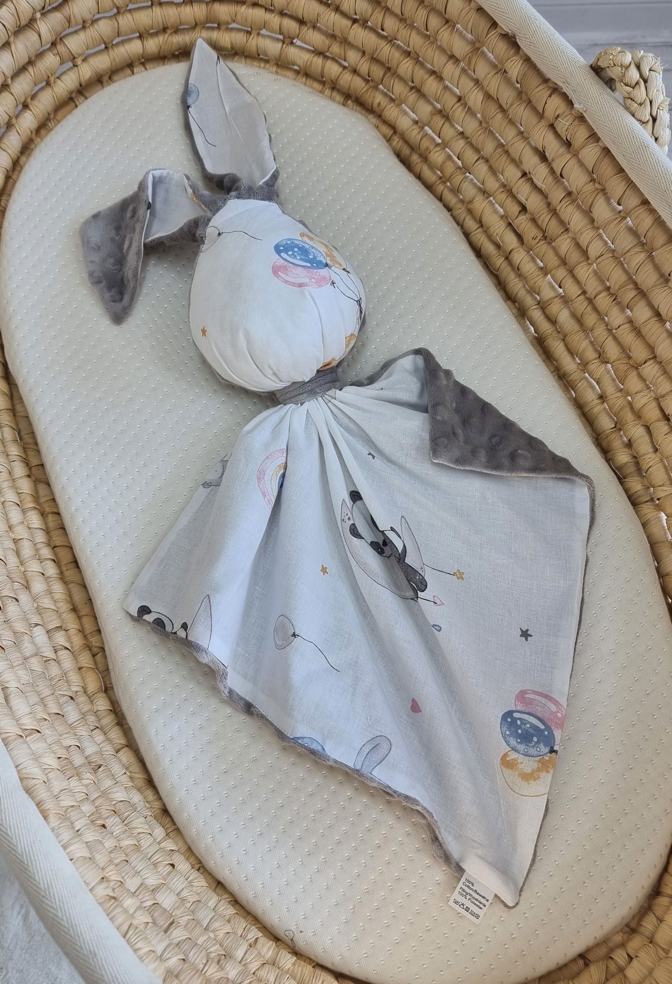 DOUDOU Cuddly bunny double-sided cotton and minky - Balloons - grey