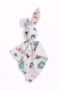 DOUDOU Cuddly bunny double-sided cotton and minky - Beige foxes - white