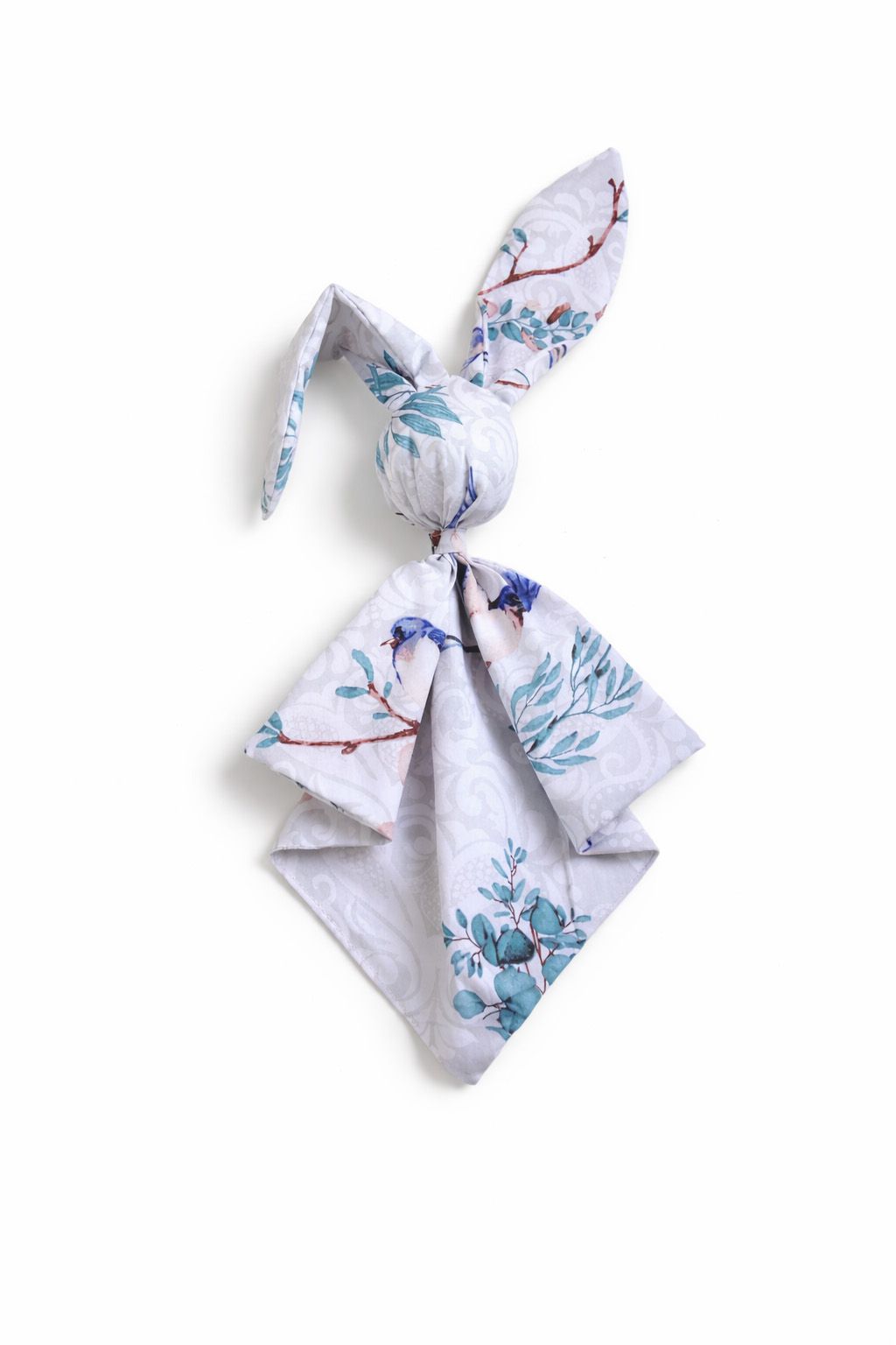 DOUDOU Soft cosy cuddly bunny blanket in cotton - Blue birds