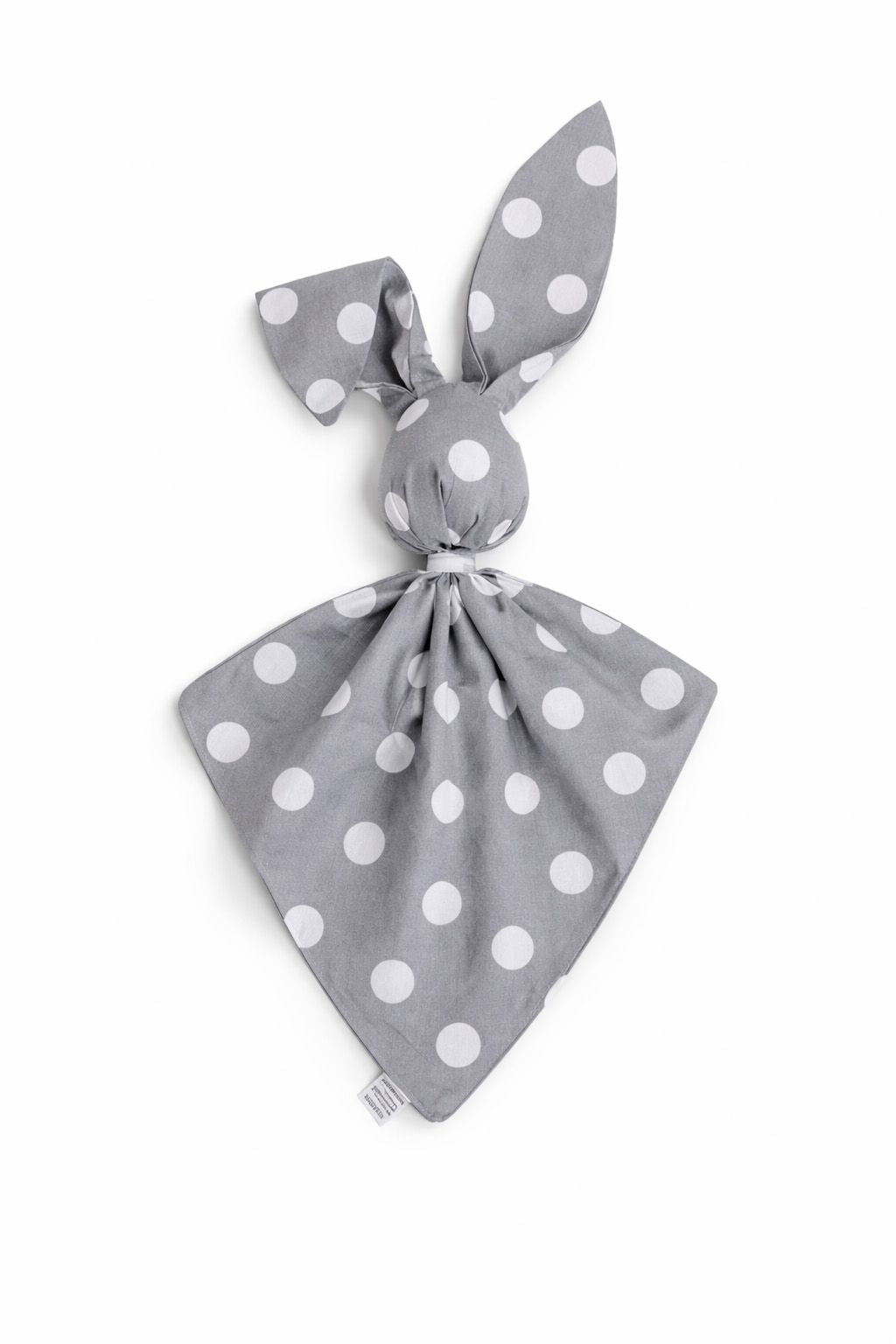 DOUDOU Soft cosy cuddly bunny blanket in cotton - Large polka dots on grey