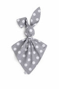 DOUDOU Soft cosy cuddly bunny blanket in cotton - Large polka dots on grey