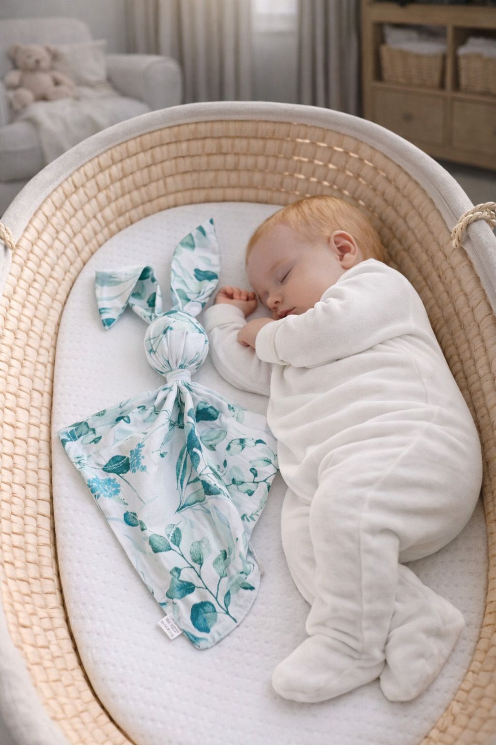 DOUDOU Soft cosy cuddly bunny blanket in cotton - Eucaliptus mint