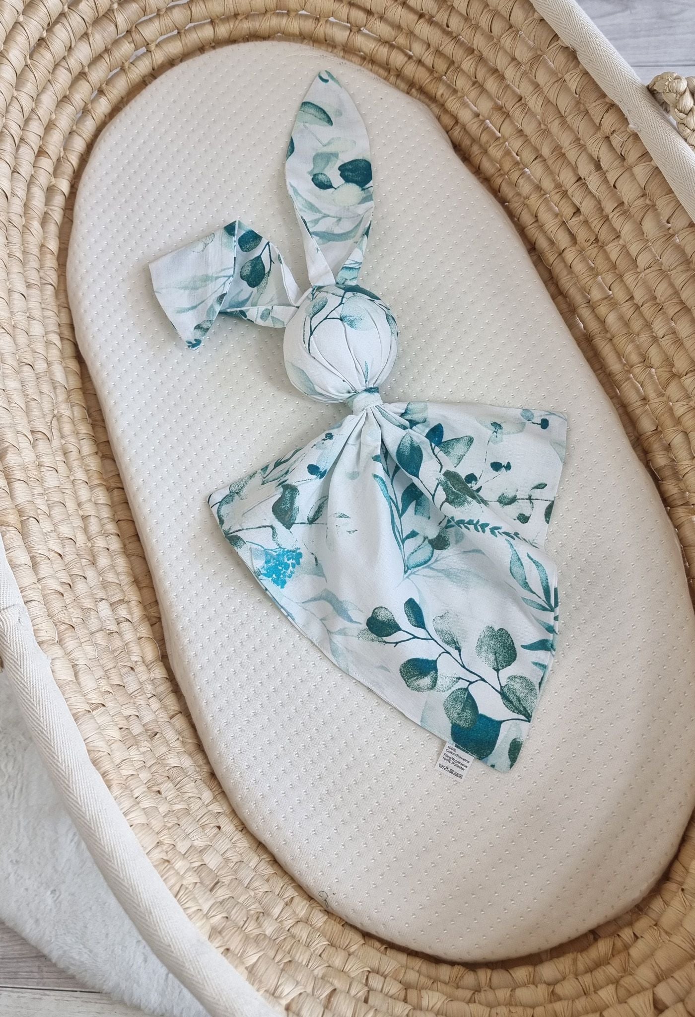 DOUDOU Soft cosy cuddly bunny blanket in cotton - Eucaliptus mint