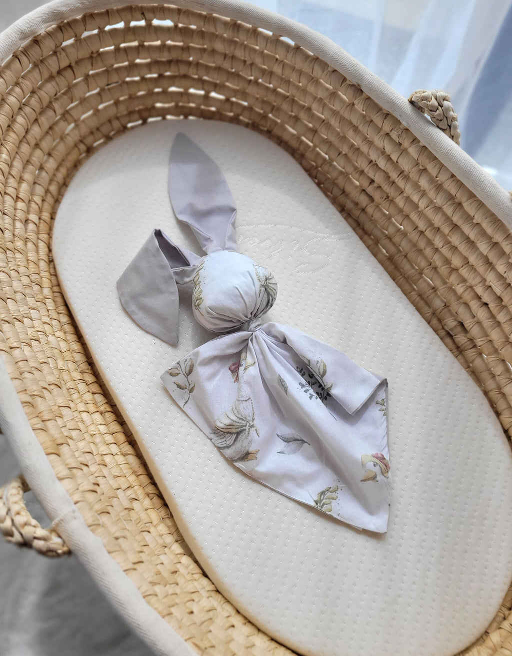 DOUDOU Soft cosy cuddly bunny blanket in cotton - Gooses / grey