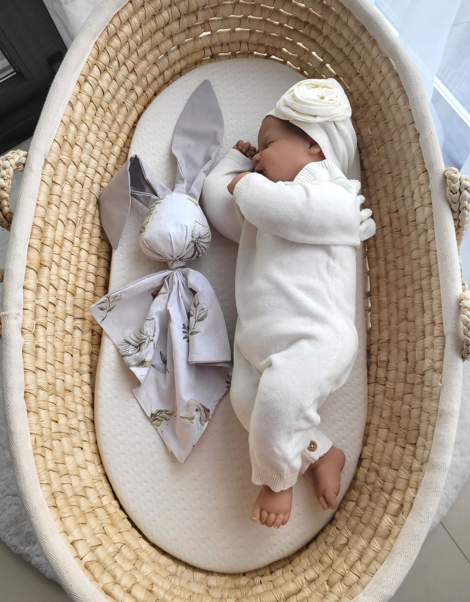 DOUDOU Soft cosy cuddly bunny blanket in cotton - Gooses / grey