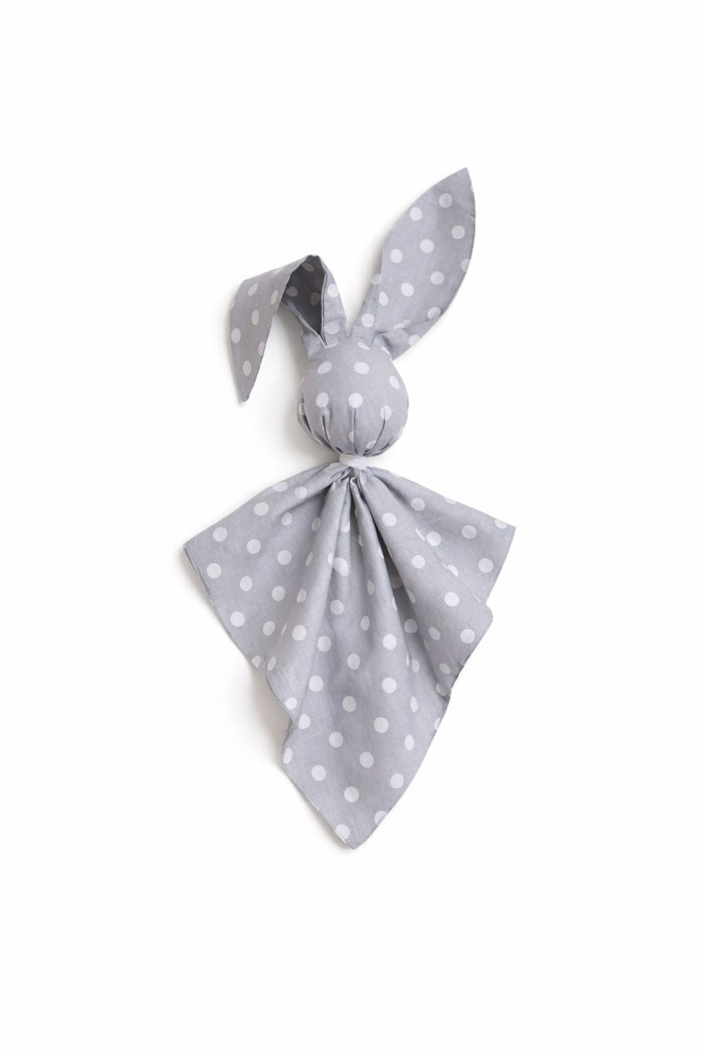 DOUDOU Soft cosy cuddly bunny blanket in cotton - Polka dots on grey