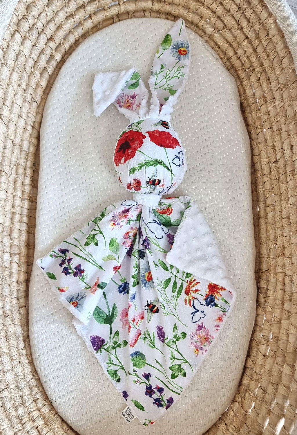DOUDOU Cuddly bunny double-sided cotton and minky - Meadow - white