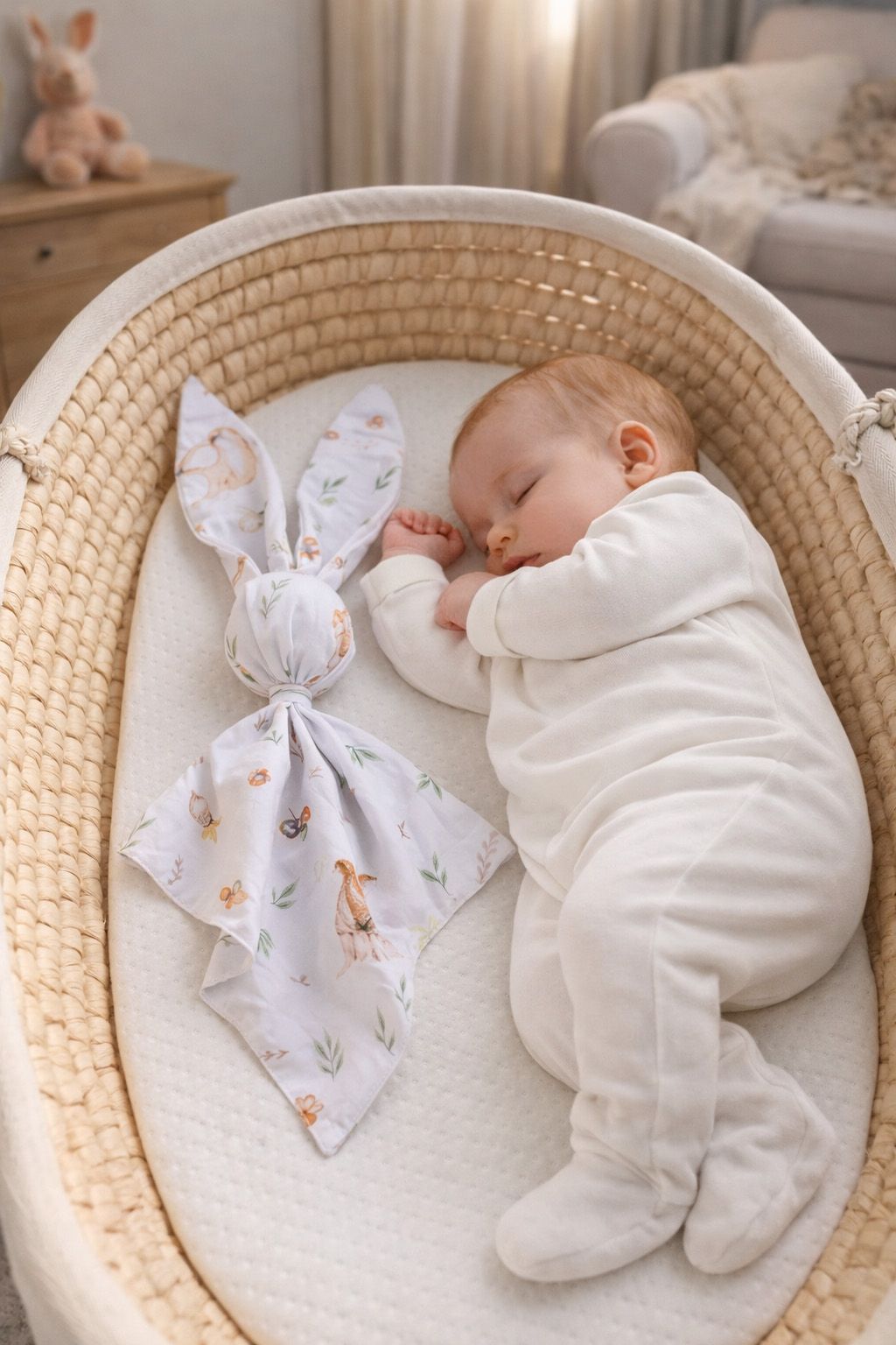 DOUDOU Soft cosy cuddly bunny blanket in cotton - Forest softness