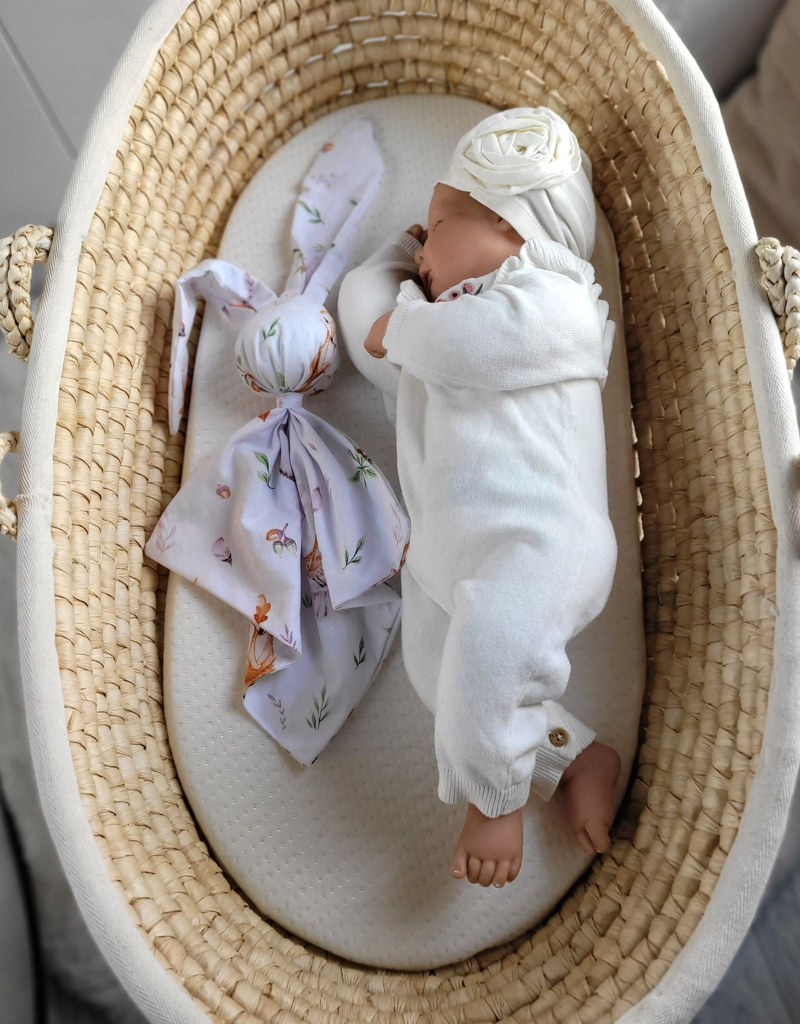 DOUDOU Soft cosy cuddly bunny blanket in cotton - Forest softness