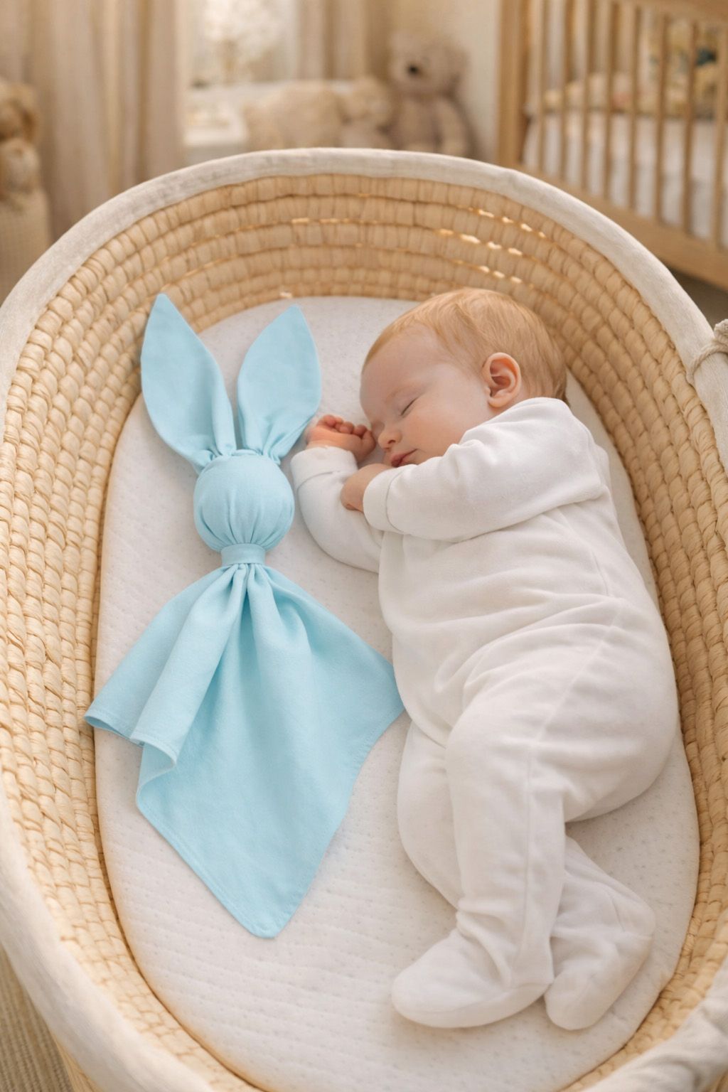 DOUDOU Soft cosy cuddly bunny blanket in cotton - Mint