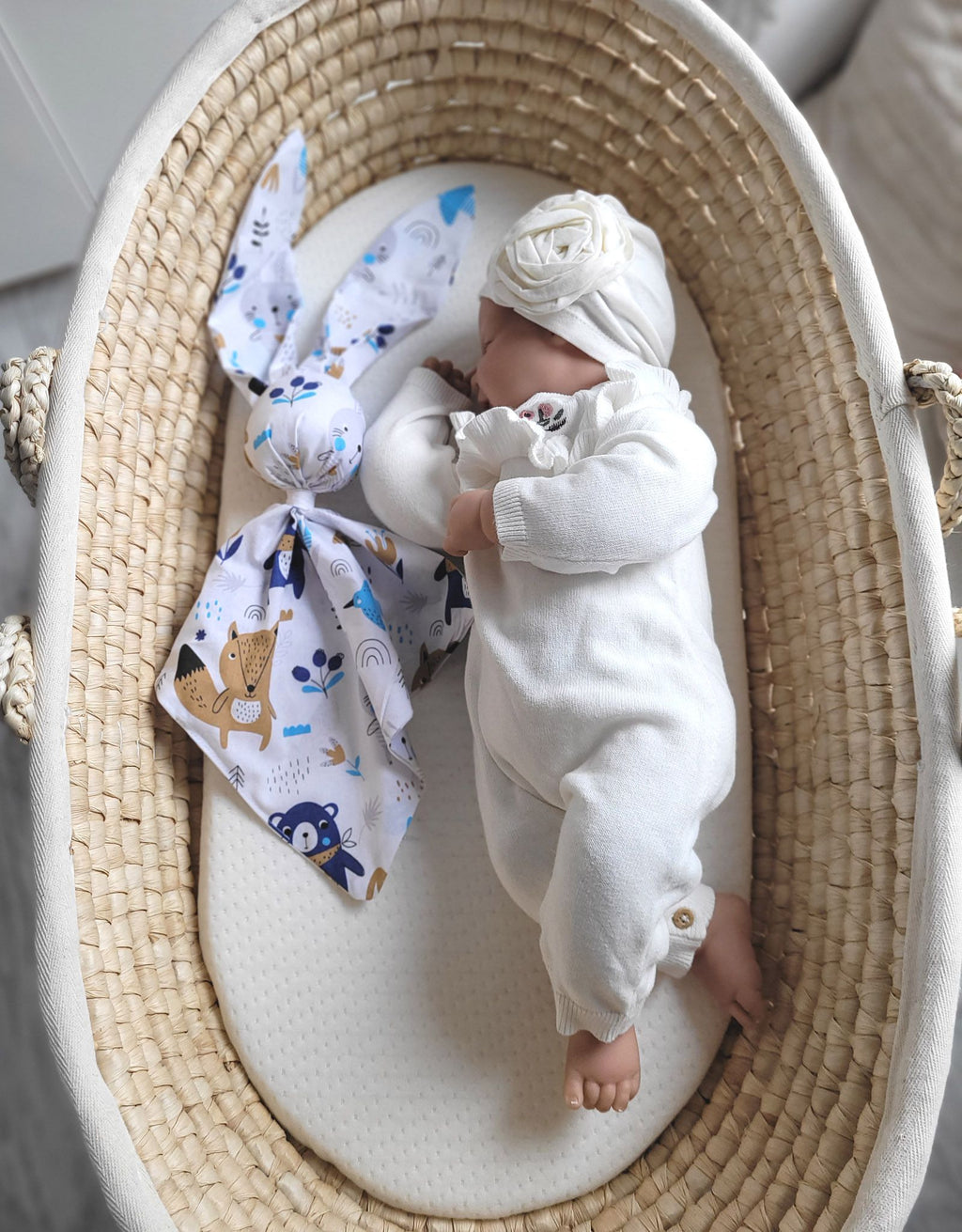 DOUDOU Soft cosy cuddly bunny blanket in cotton - Navy blue bears