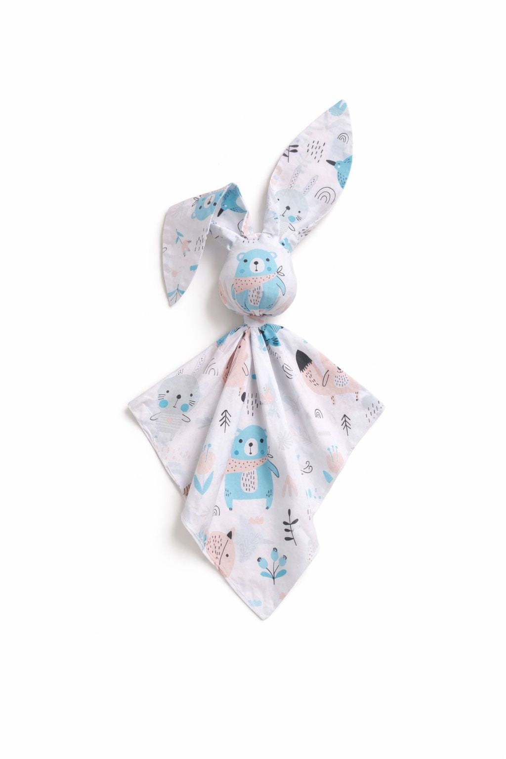 DOUDOU Soft cosy cuddly bunny blanket in cotton - Blue teddy bears