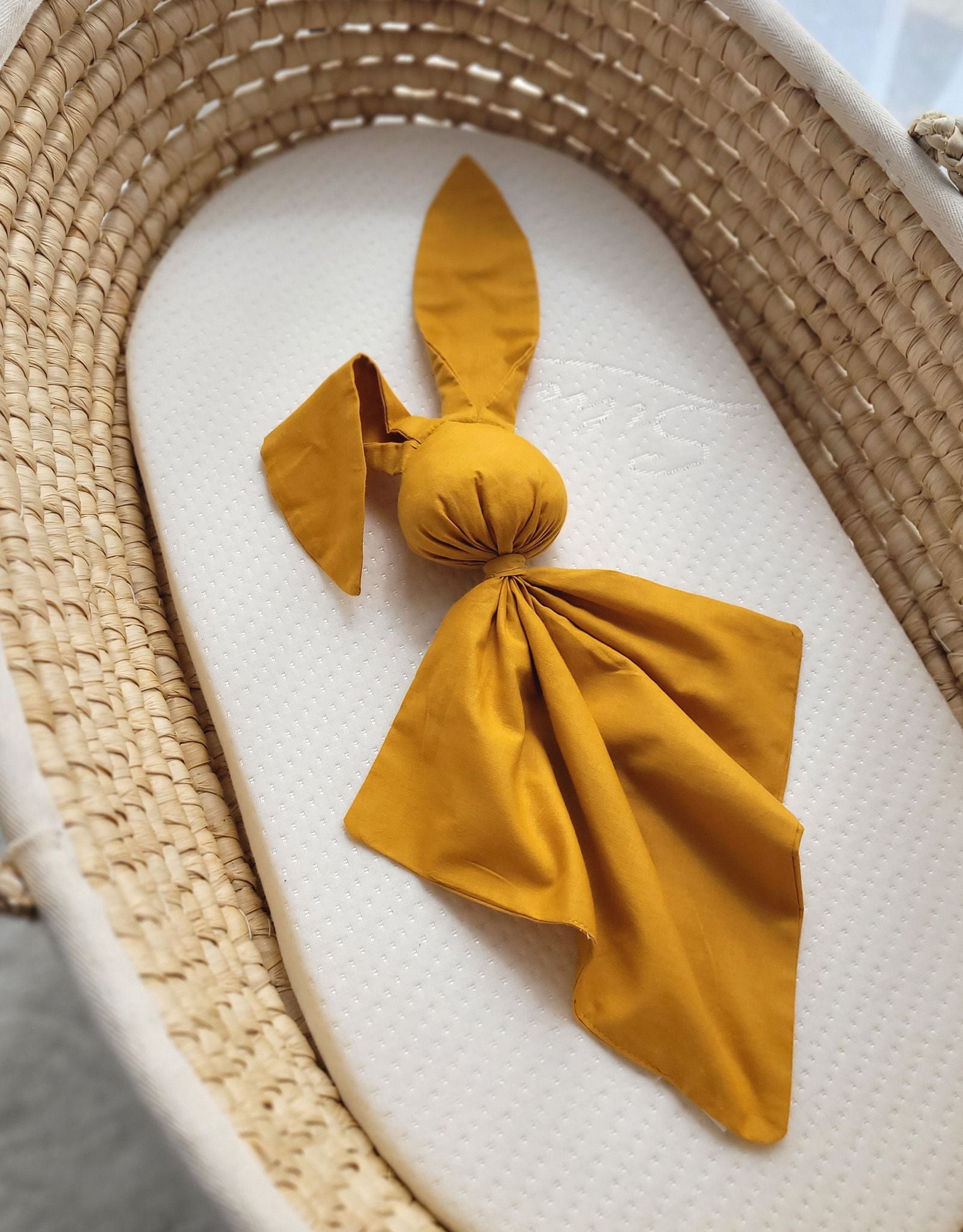 DOUDOU Soft cosy cuddly bunny blanket in cotton - Honey yellow