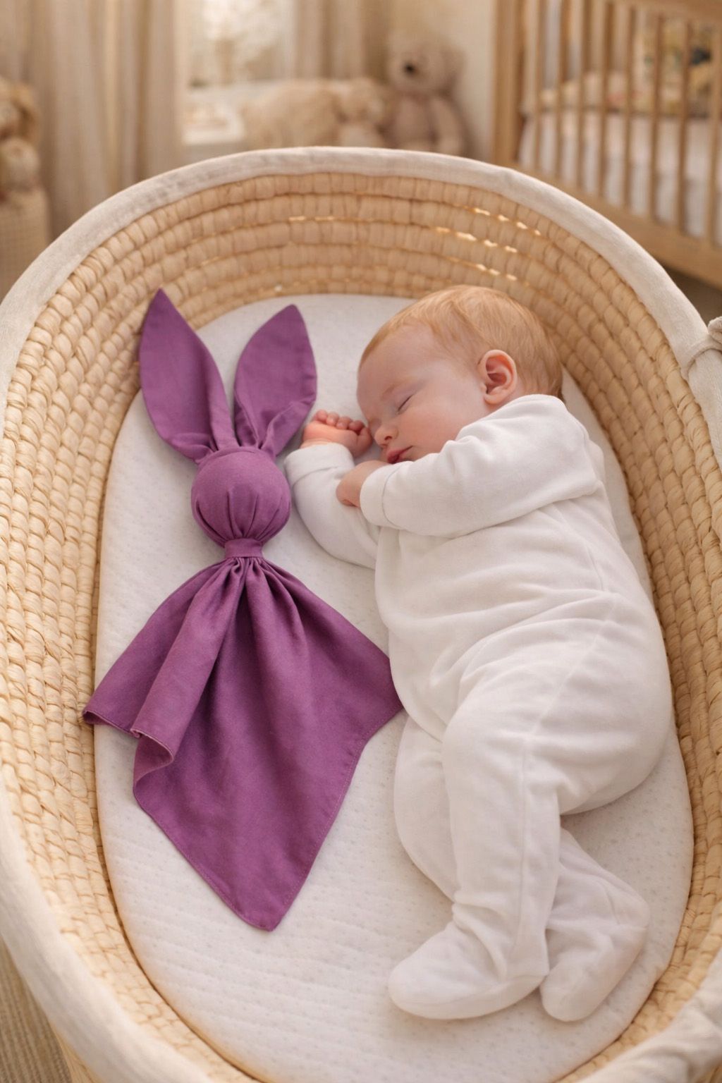 DOUDOU Soft cosy cuddly bunny blanket in cotton - Pastel violet