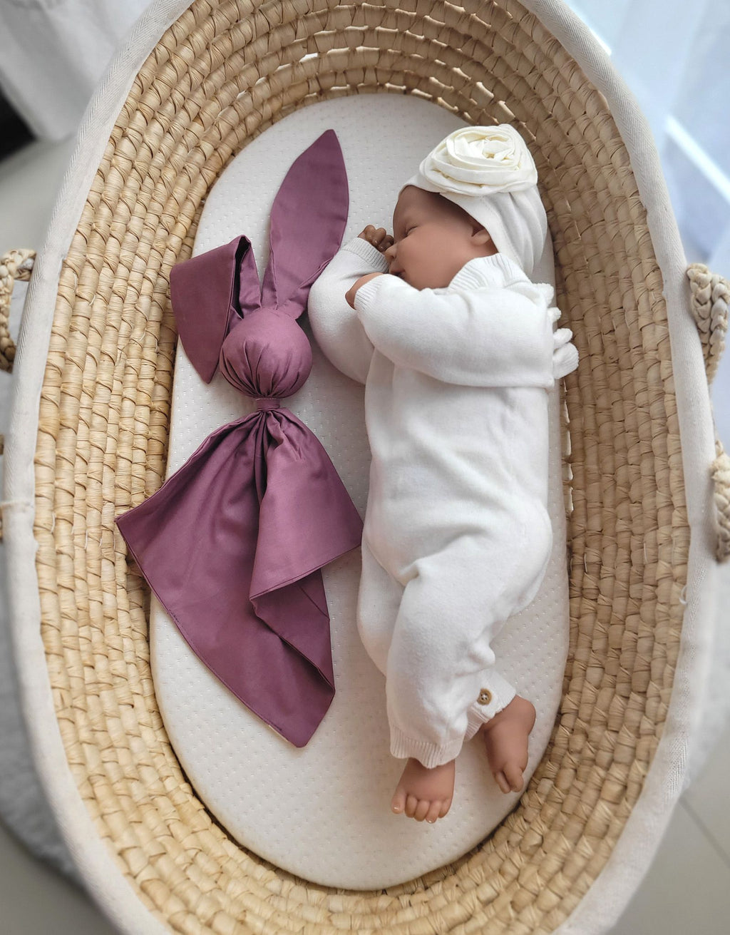 DOUDOU Soft cosy cuddly bunny blanket in cotton - Pastel violet