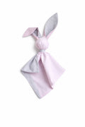 DOUDOU Soft cosy cuddly bunny blanket in cotton - Pink/ grey