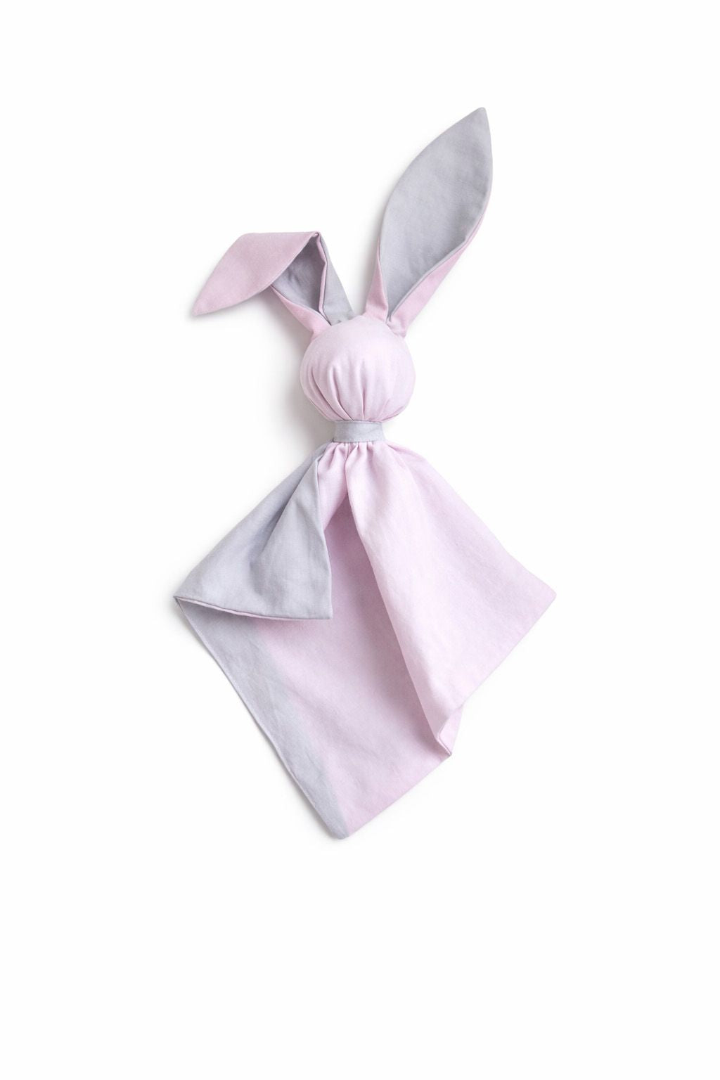 DOUDOU Soft cosy cuddly bunny blanket in cotton - Pink/ grey
