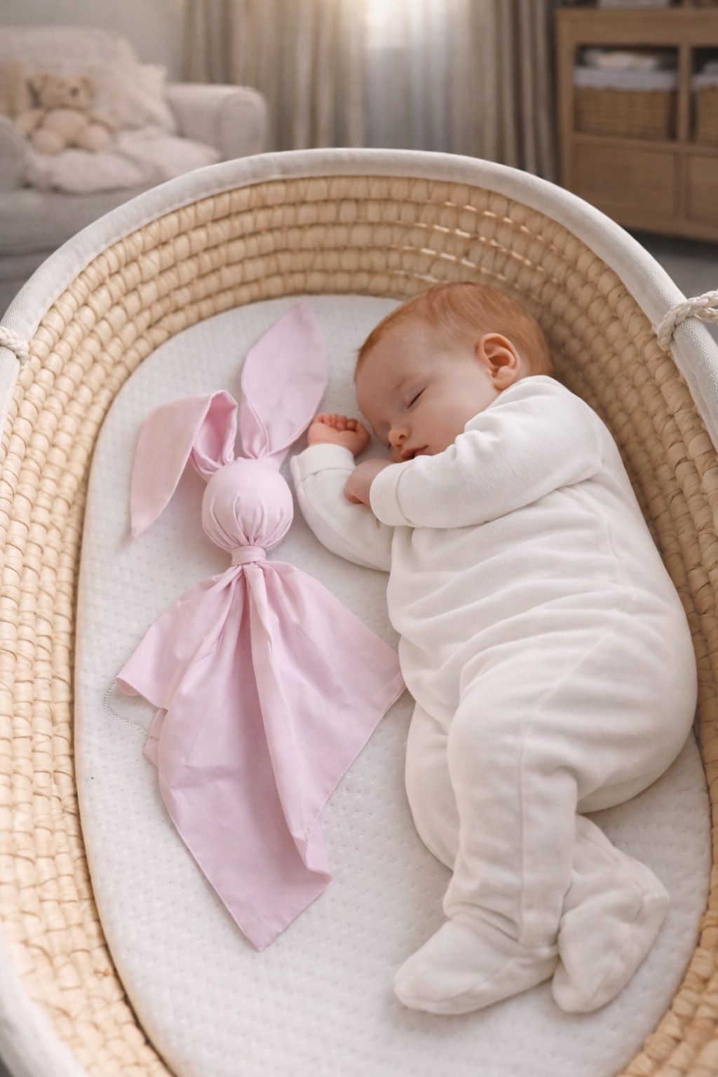DOUDOU Soft cosy cuddly bunny blanket in cotton - Pink