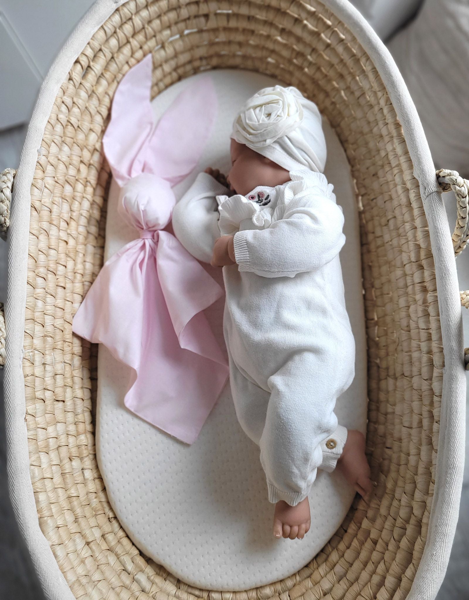DOUDOU Soft cosy cuddly bunny blanket in cotton - Pink