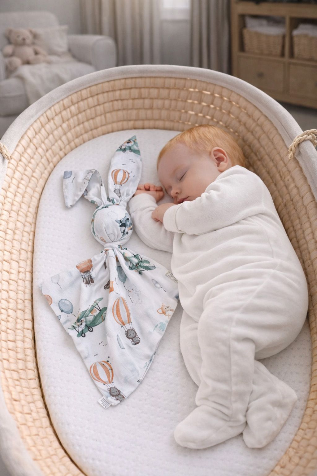 DOUDOU Soft cosy cuddly bunny blanket in cotton - Sky adventure