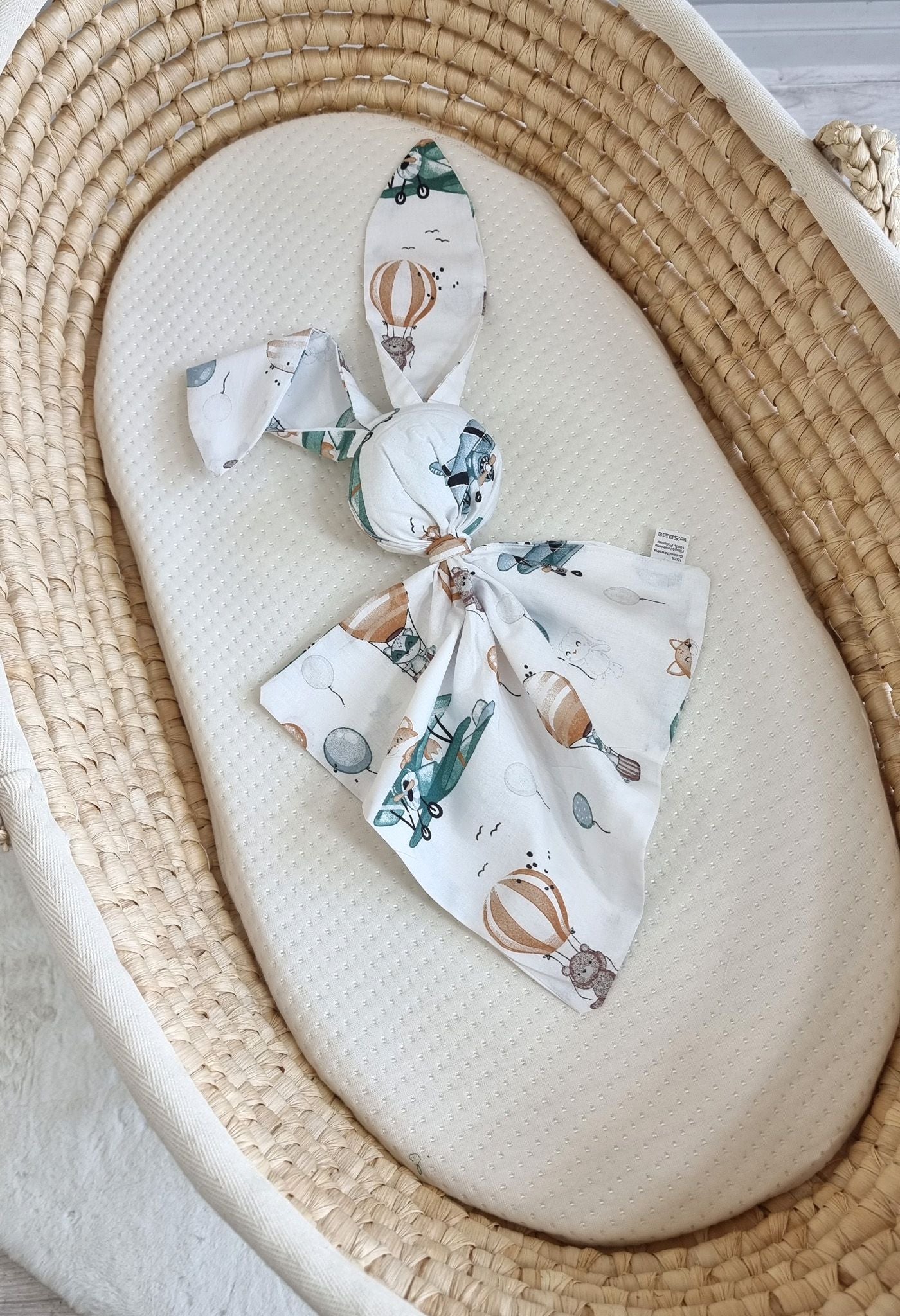 DOUDOU Soft cosy cuddly bunny blanket in cotton - Sky adventure