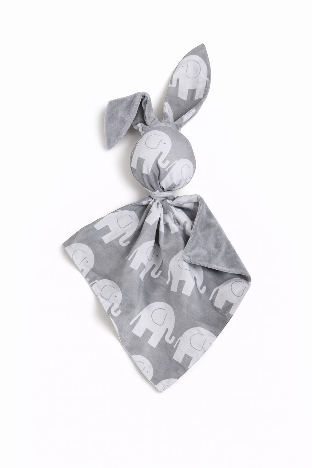 DOUDOU Cuddly bunny double-sided cotton and minky - Grey elephants - grey