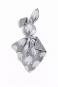 DOUDOU Cuddly bunny double-sided cotton and minky - Grey elephants - grey