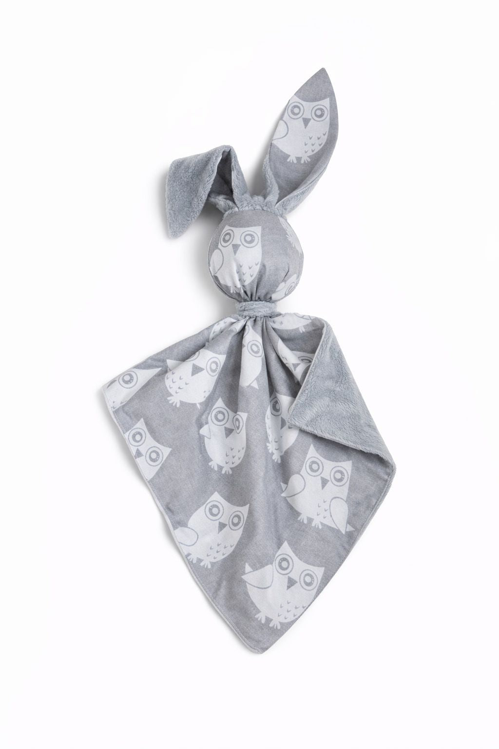 DOUDOU Cuddly bunny double-sided cotton and minky - Grey owls - grey