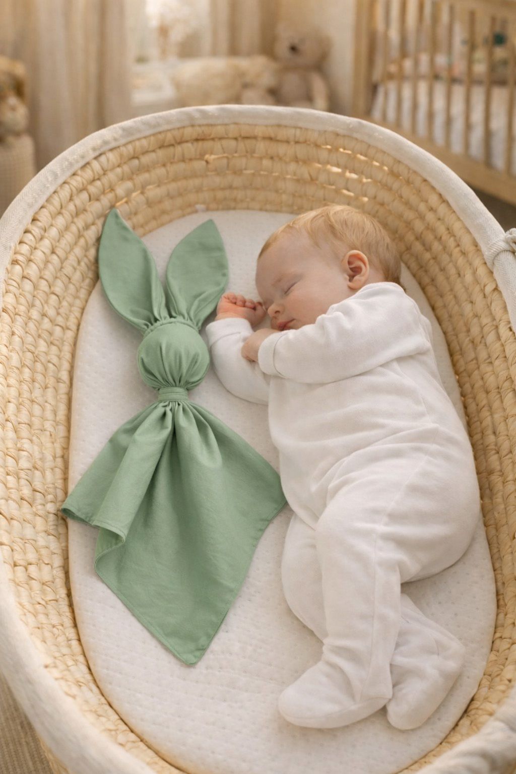 DOUDOU Soft cosy cuddly bunny blanket in cotton - Sage