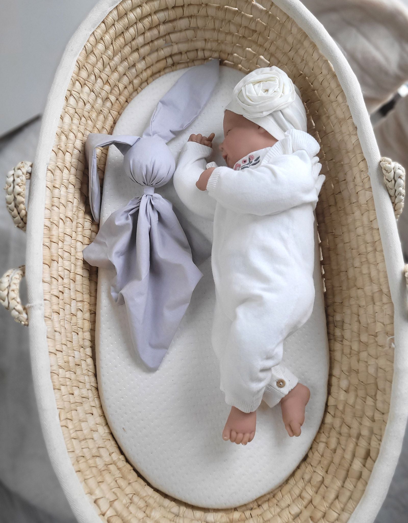 DOUDOU Soft cosy cuddly bunny blanket in cotton - Grey