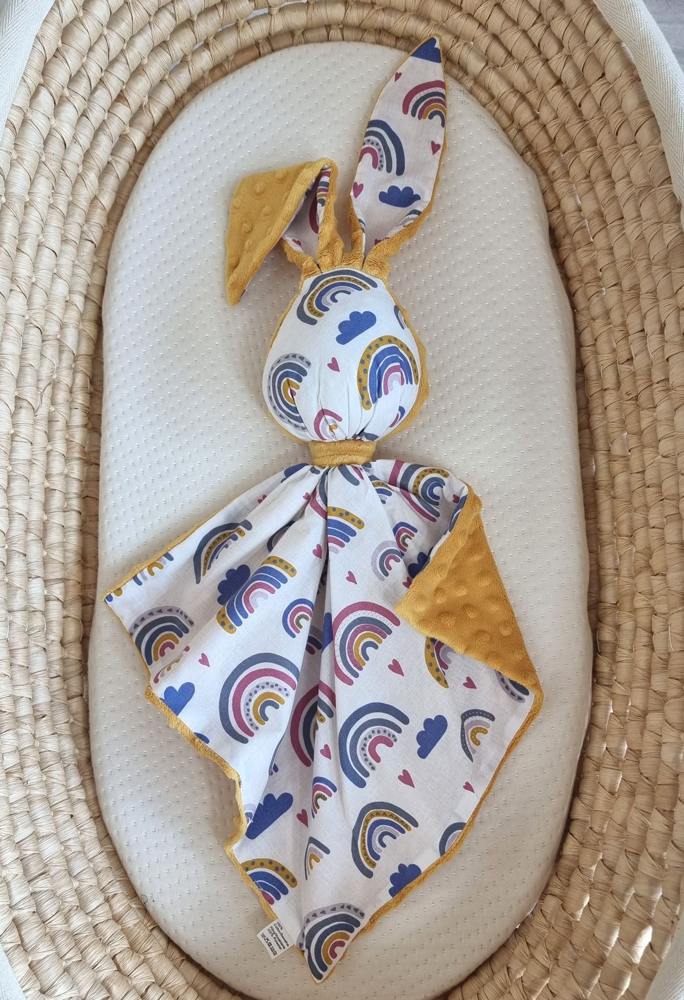DOUDOU Cuddly bunny double-sided cotton and minky - Rainbow - honey yellow