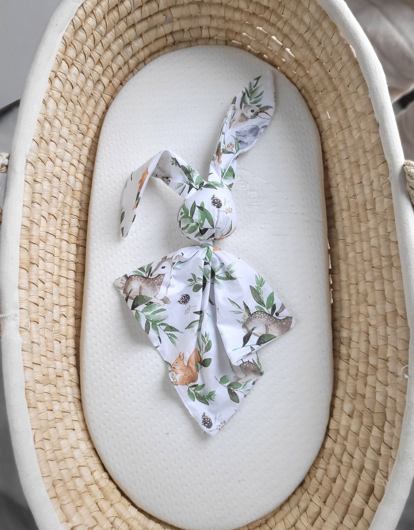 DOUDOU Soft cosy cuddly bunny blanket in cotton - Woodland green
