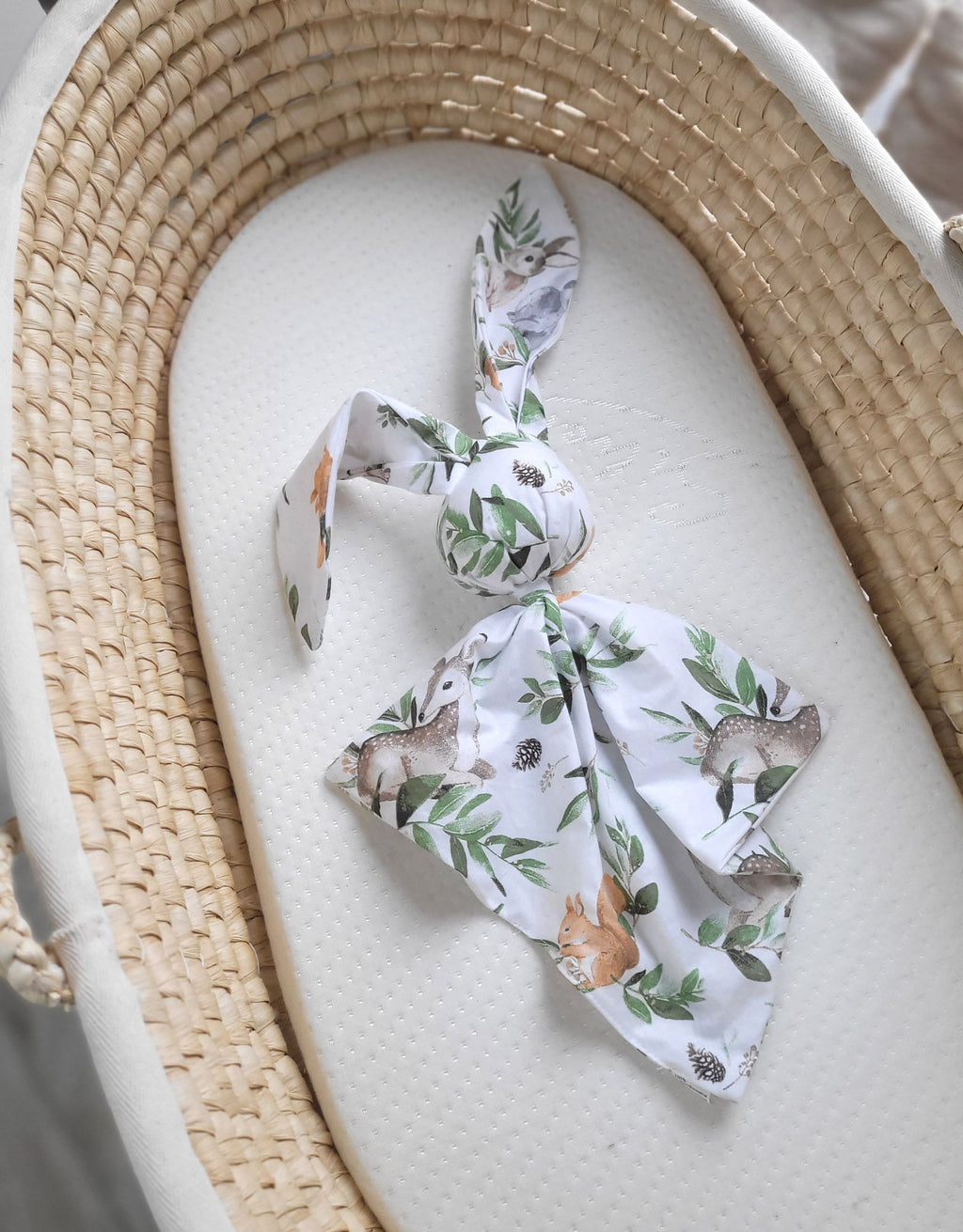 DOUDOU Soft cosy cuddly bunny blanket in cotton - Woodland green