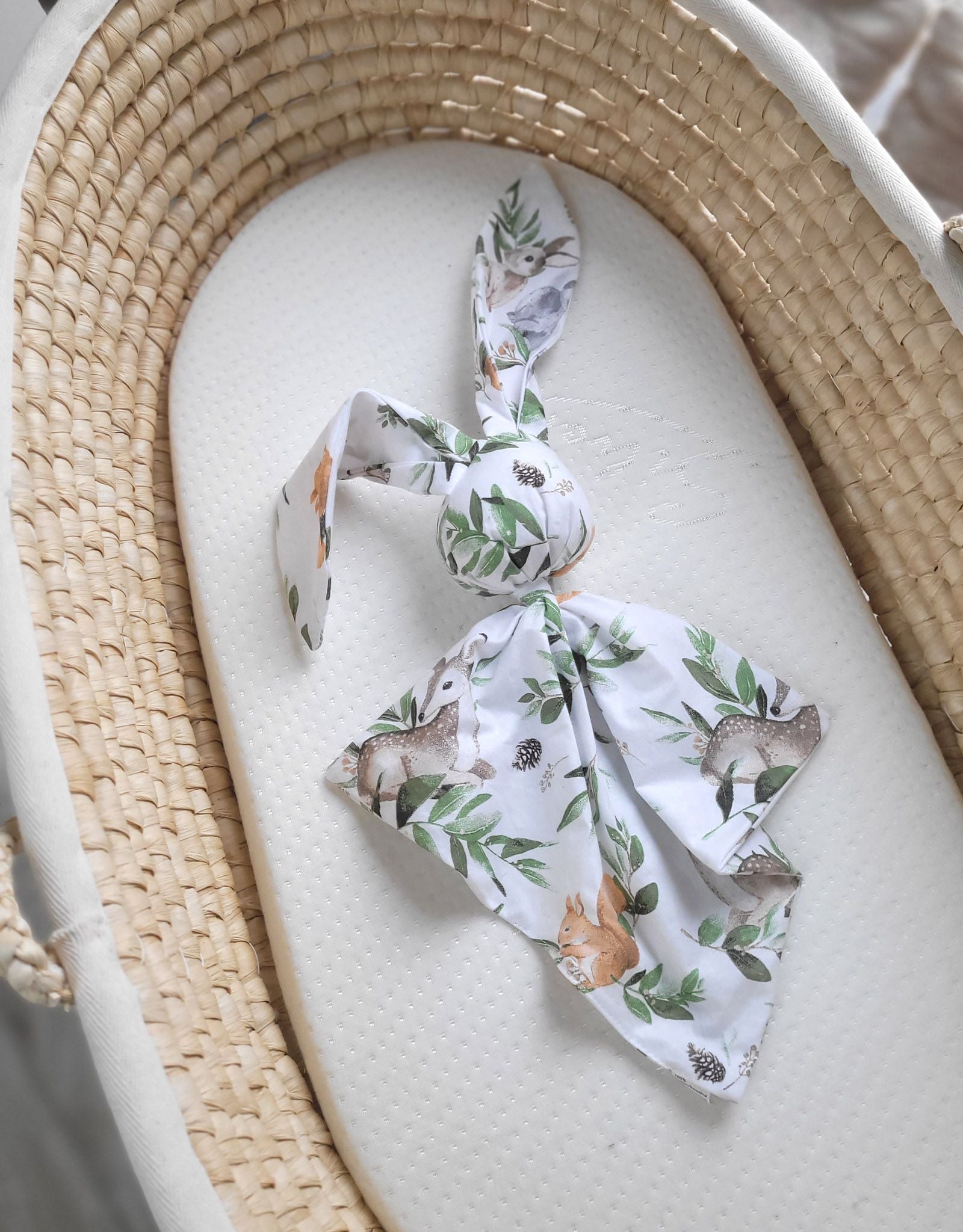 DOUDOU Soft cosy cuddly bunny blanket in cotton - Woodland green
