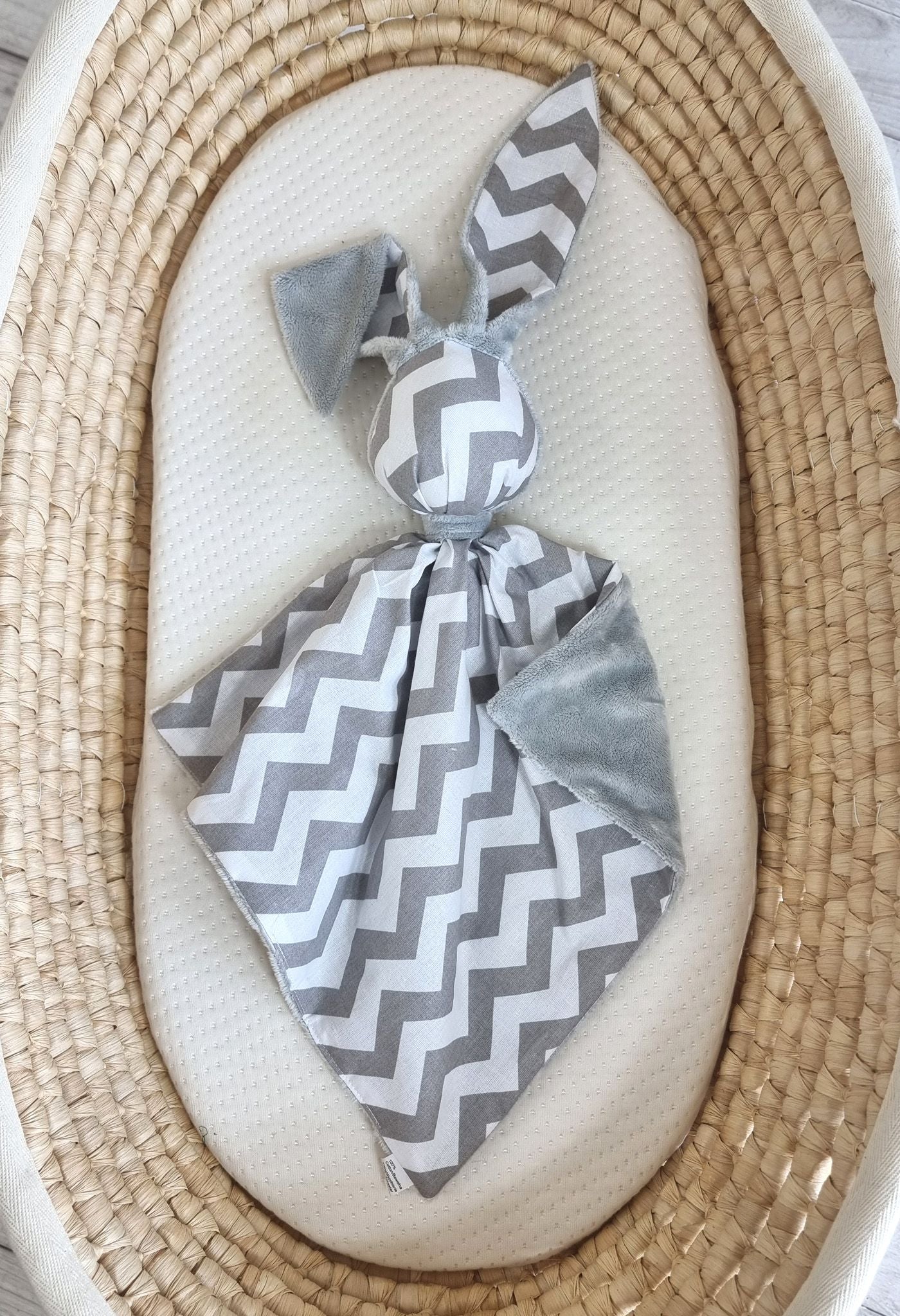 DOUDOU Cuddly bunny double-sided cotton and minky - Grey chevron - grey