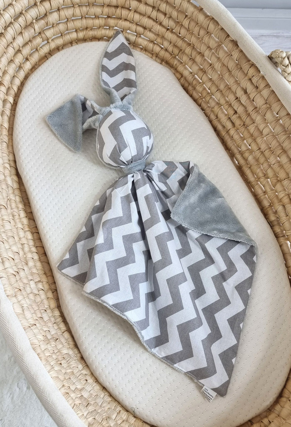 DOUDOU Cuddly bunny double-sided cotton and minky - Grey chevron - grey