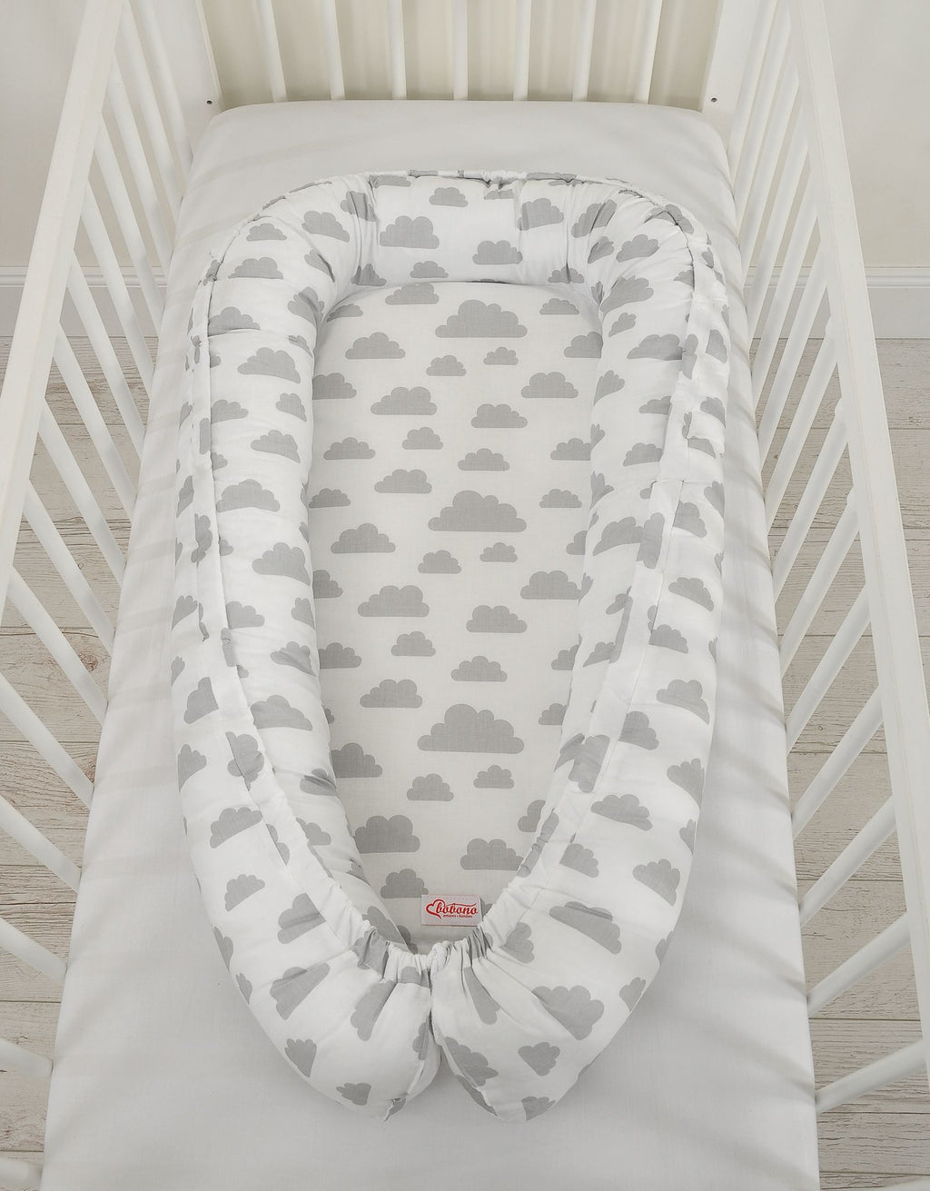 Baby nest double-sided Premium Cocoon for infants BOBONO- clouds gray