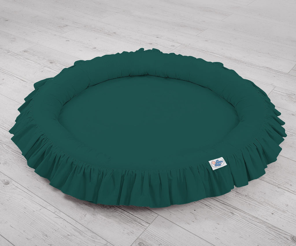 Set: Hanging baldachin for children's room cotton + nest with flounce - bottle green