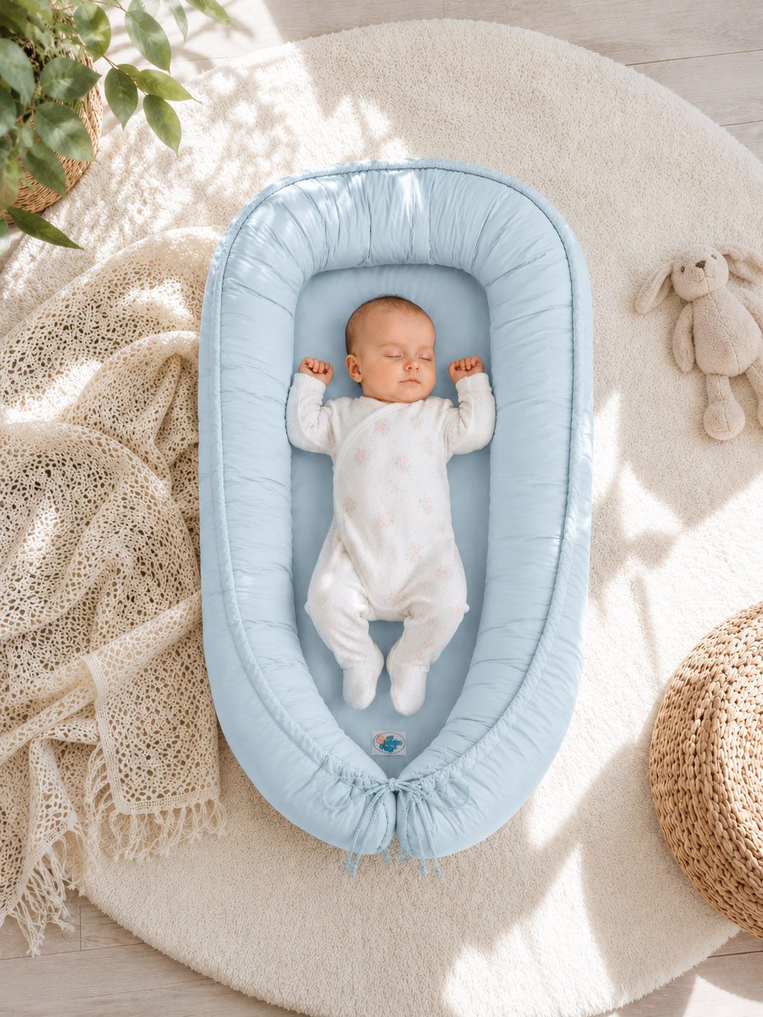 Baby nest double-sided Premium Cocoon for infants MY SWEET BABY- blue