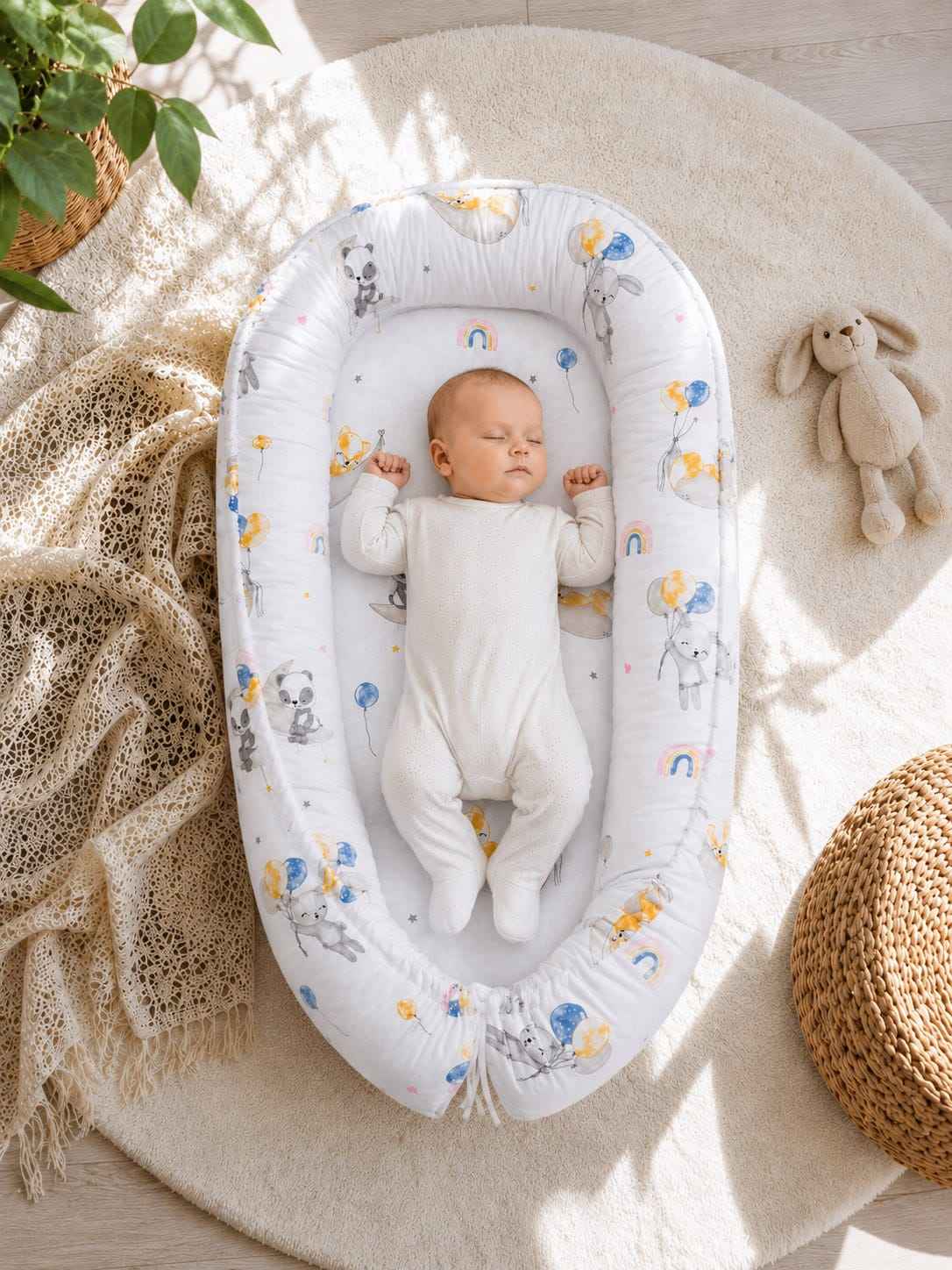 Baby nest double-sided Premium Cocoon for infants MY SWEET BABY- Balloons